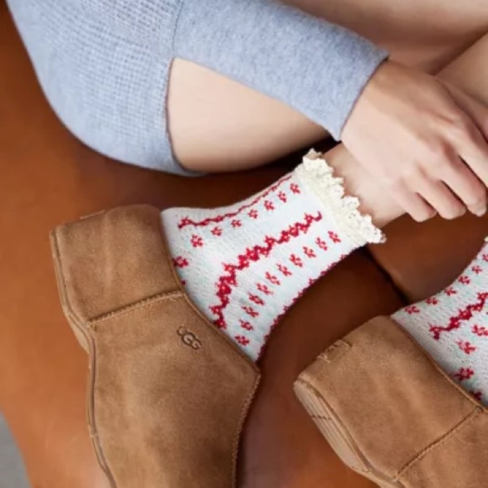 NWT Urban Outfitters Ruffle Pointelle Crew Socks